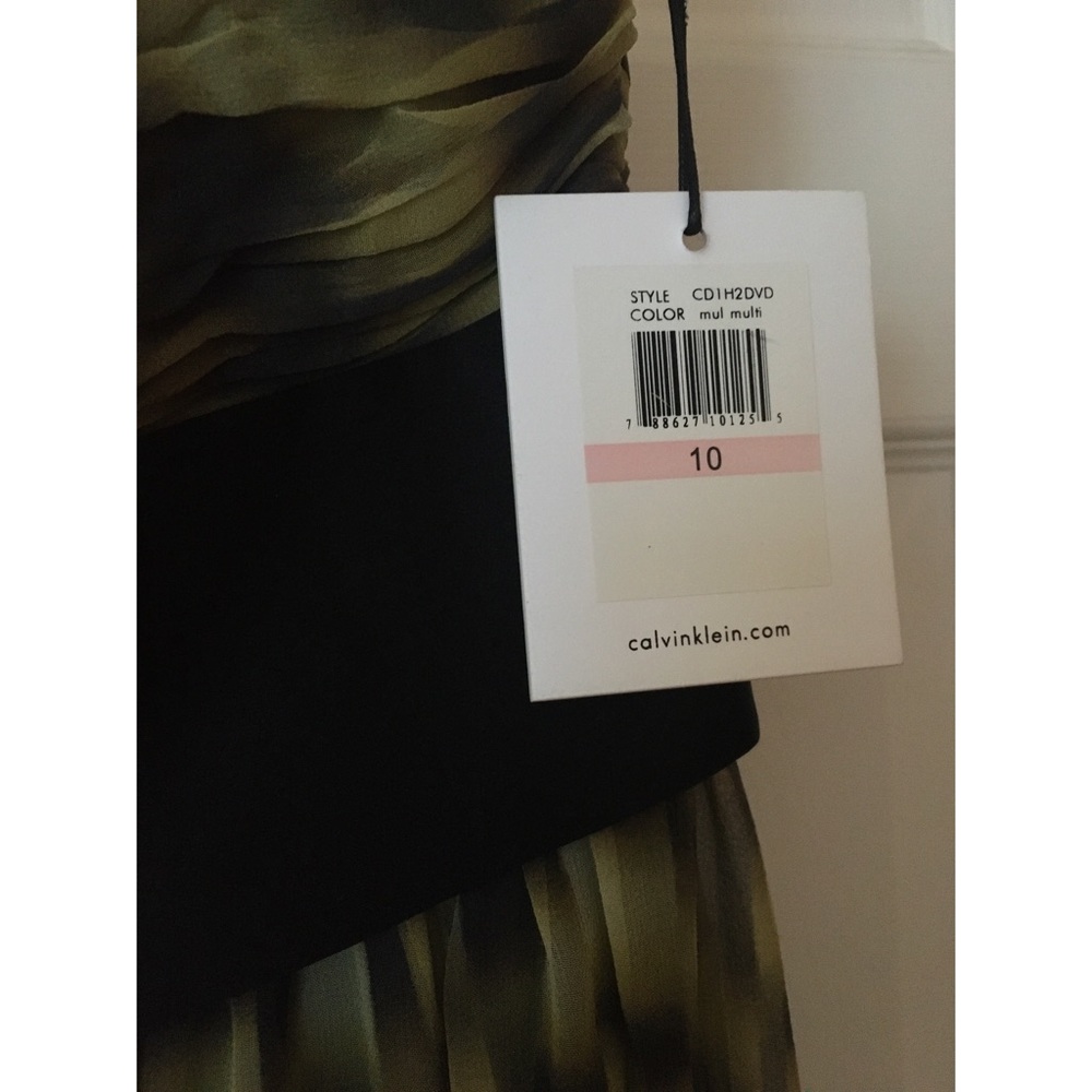 CALVIN KLEIN Strapless Print Silk Dress 10 NEW NWT - Picture 6 of 11